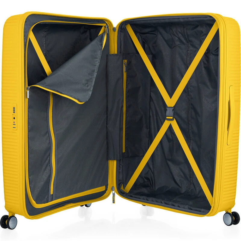 American Tourister Curio 2 Hardside Suitcase Set Of 3 Golden Yellow 45138, 45139, 45140 With FREE Worldwide USB Charging Adaptor 86350 5 American Tourister Curio 2 Hardside Suitcase Set Of 3 Golden Yellow 45138, 45139, 45140 With FREE Worldwide USB Charging Adaptor 86350 - Image 5