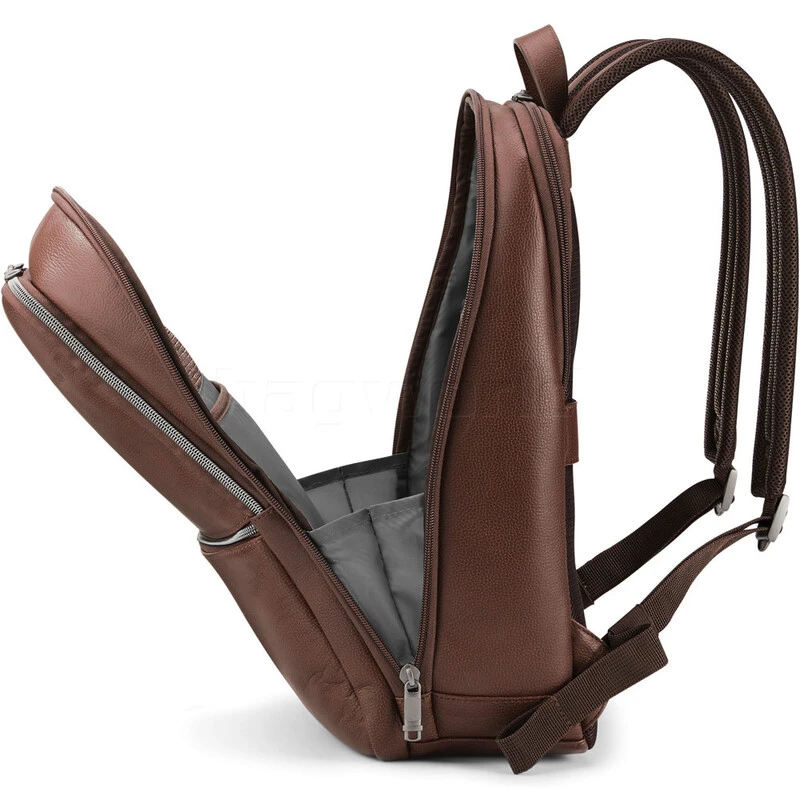 Samsonite Classic Leather 14.1" Laptop & Tablet Slim Backpack Mahogany 26036 3 Samsonite Classic Leather 14.1" Laptop & Tablet Slim Backpack Mahogany 26036 - Image 3