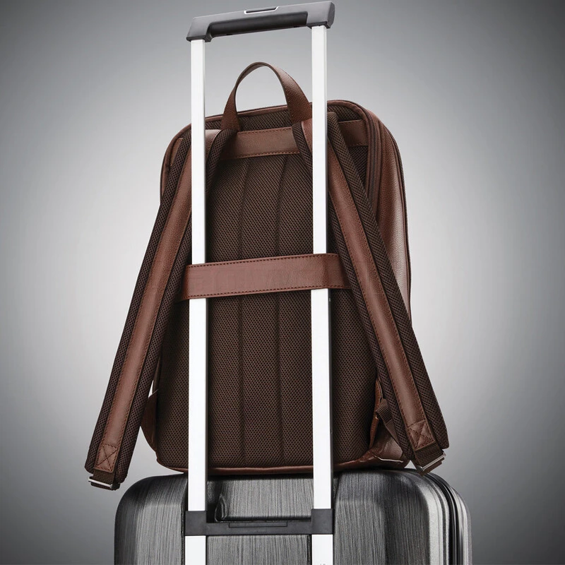 Samsonite Classic Leather 14.1" Laptop & Tablet Slim Backpack Mahogany 26036 6 Samsonite Classic Leather 14.1" Laptop & Tablet Slim Backpack Mahogany 26036 - Image 6