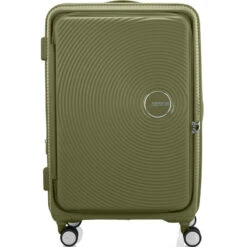 American Tourister Curio Book Opening Hardside Suitcase Set Of 3 Khaki 48232, 48233, 48234 With FREE Worldwide USB Charging Adaptor 86350