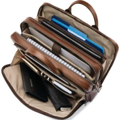 Samsonite Classic Leather 15.6" Laptop & Tablet Toploader Briefcase Cognac 26039 -Travel Storage Shop lrg 311