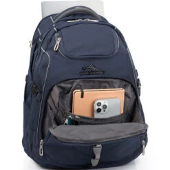 High Sierra Access 3.0 Eco RFID Blocking 16" Laptop & Tablet Backpack Marine Blue 45729 -Travel Storage Shop lrg 447
