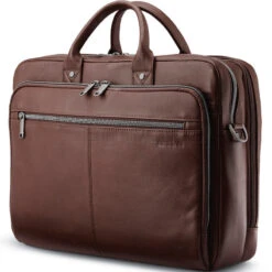 Samsonite Classic Leather 15.6" Laptop & Tablet Toploader Briefcase Mahogany 26039
