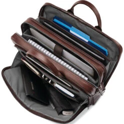 Samsonite Classic Leather 15.6" Laptop & Tablet Toploader Briefcase Mahogany 26039 -Travel Storage Shop lrg 611