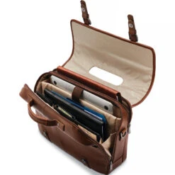 Samsonite Classic Leather 15.6" Laptop Flapover Briefcase Cognac 26040 -Travel Storage Shop lrg 67