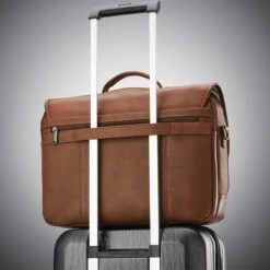 Samsonite Classic Leather 15.6" Laptop Flapover Briefcase Cognac 26040 -Travel Storage Shop lrg 68