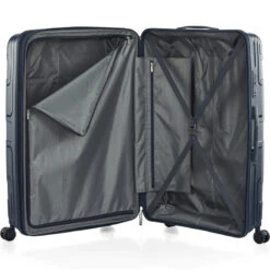 American Tourister Light Max Hardside Suitcase Set Of 3 Navy 48198, 48199, 48200 With FREE Worldwide USB Charging Adaptor 86350 -Travel Storage Shop lrg 781